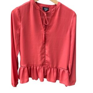 Ana Long Sleeve Orange Peplum Blouse - XS